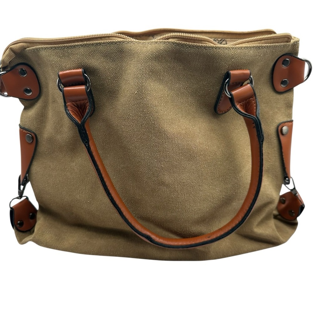 Generic Paris Canvas Tote Bag, Canvas & Faux Leather, Approx. 12 x 15 x 4 in - Picture 3 of 10